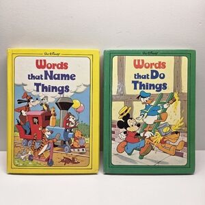 1976 Walt Disney Vocabulary Books X2 Words That Do Things Words That Name Things